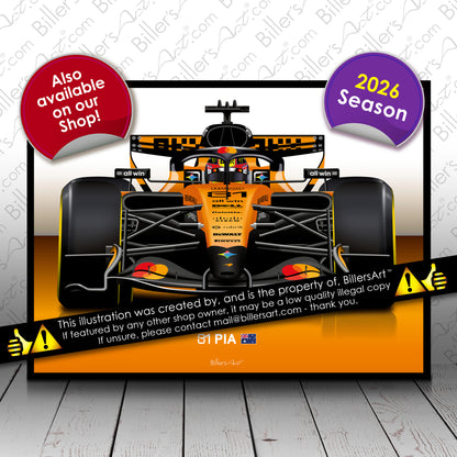 Oscar Piastri Formula 1 Racing Helmet 2026 McLaren Print