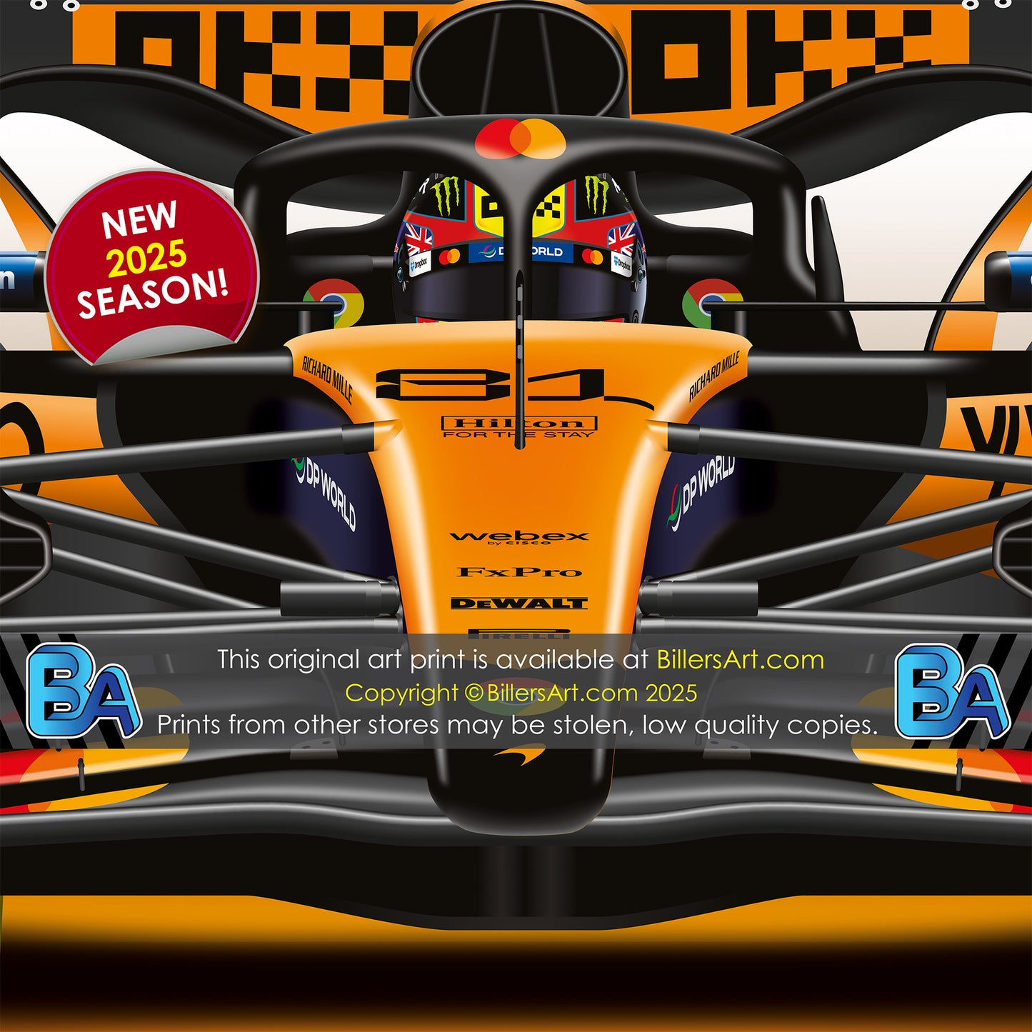 Oscar Piastri Formula 1 McLaren 2025 Racing Car Print