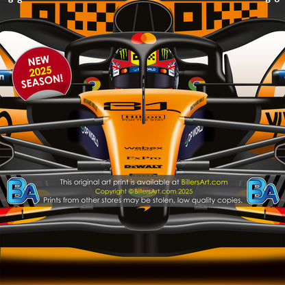 Oscar Piastri Formula 1 McLaren 2025 Racing Car Print