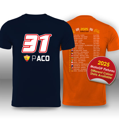 Pedro Acosta 2025 MotoGP Race Calendar T-Shirt