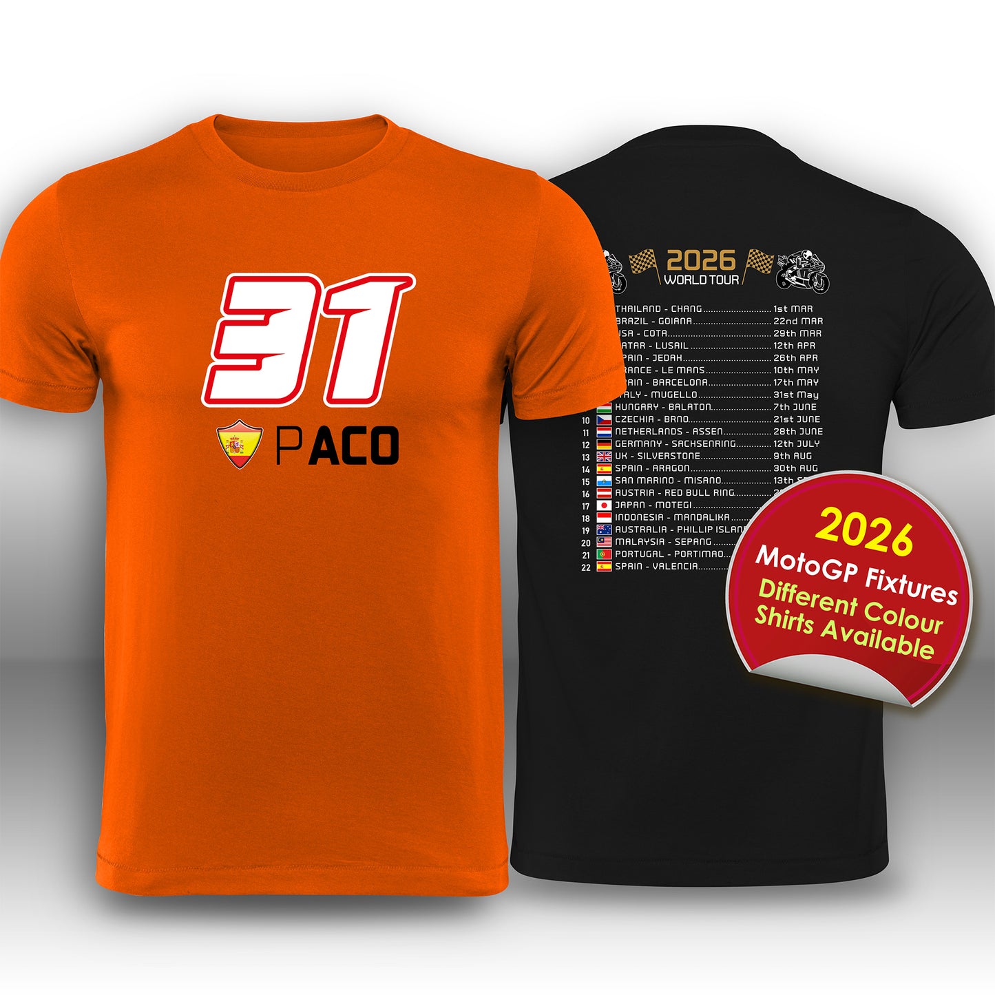 Pedro Acosta 2026 MotoGP Race Calendar T-Shirt