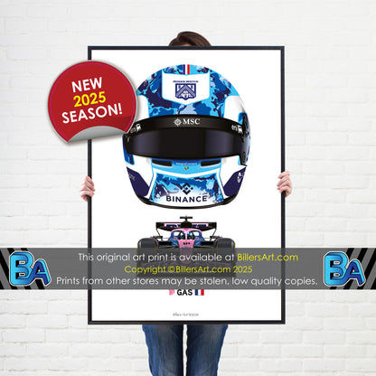 Pierre Gasly Formula 1 Racing Helmet 2025 Alpine Print