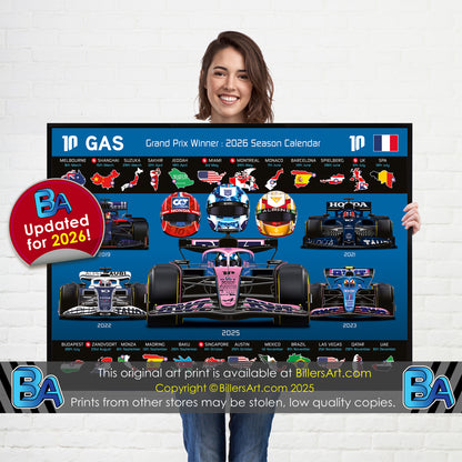 Pierre Gasly 2026 Formula 1 Celebration Print