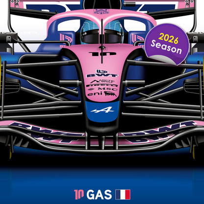 Pierre Gasly Formula 1 Alpine 2026 Racing Car Print
