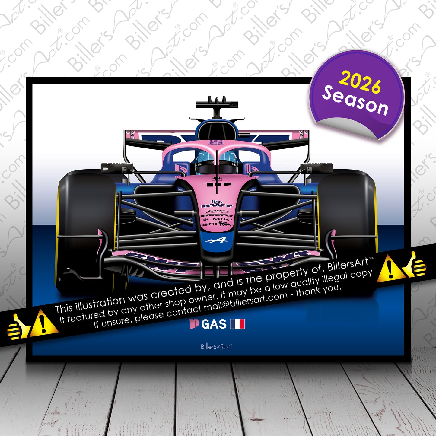 Pierre Gasly Formula 1 Alpine 2026 Racing Car Print