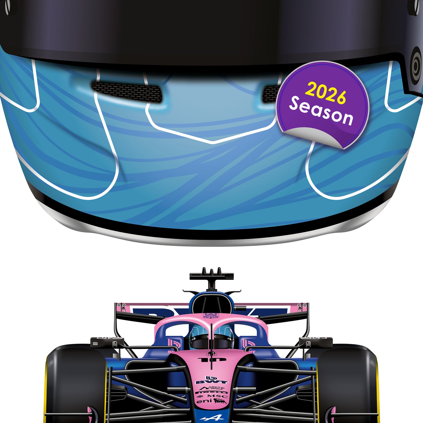 Pierre Gasly Formula 1 Racing Helmet 2026 Alpine Print