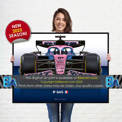 Pierre Gasly Formula 1 Alpine 2025 Racing Car Print