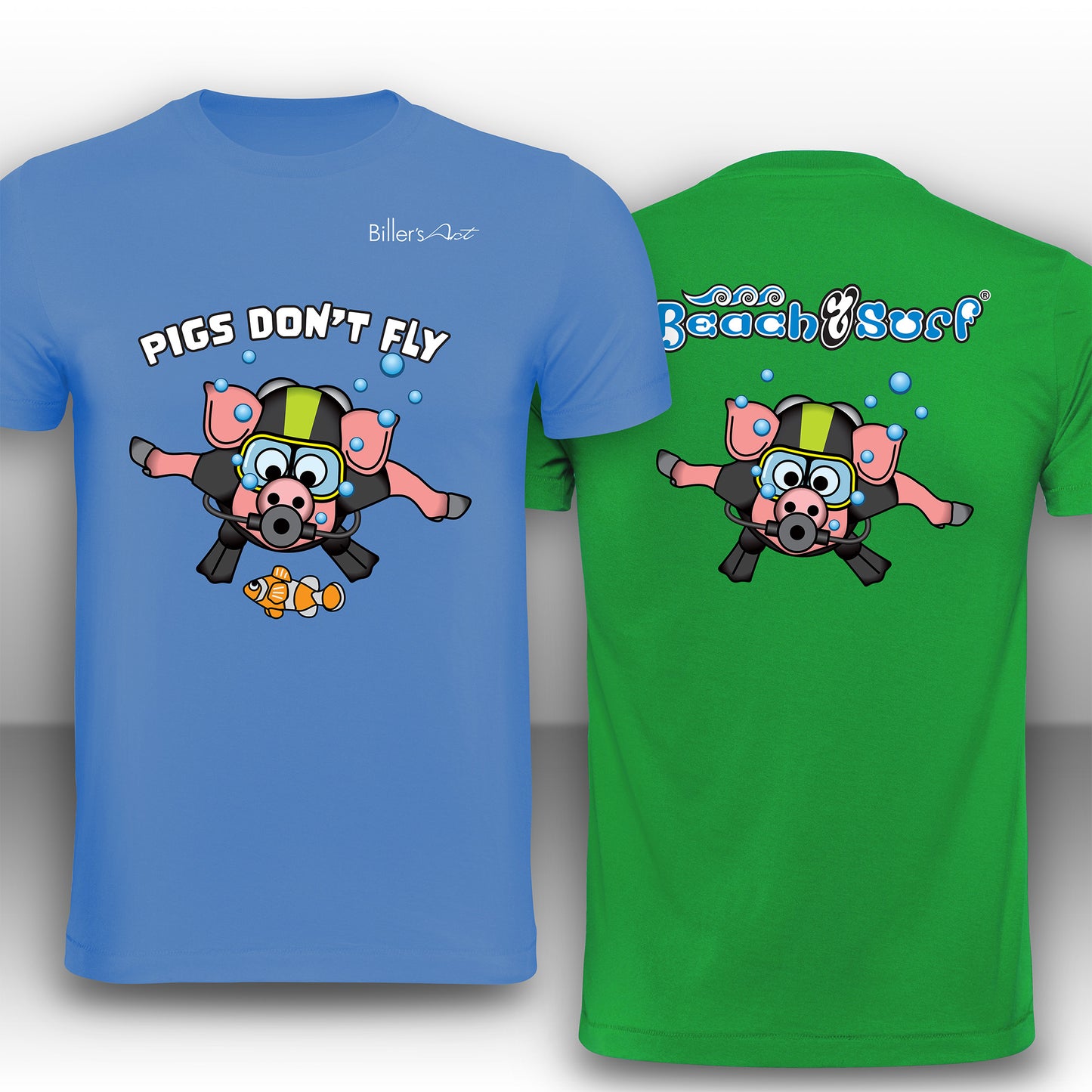 Pigs Don't Fly - Scuba Diving T-Shirt - Beach & Sure Leisure Wear