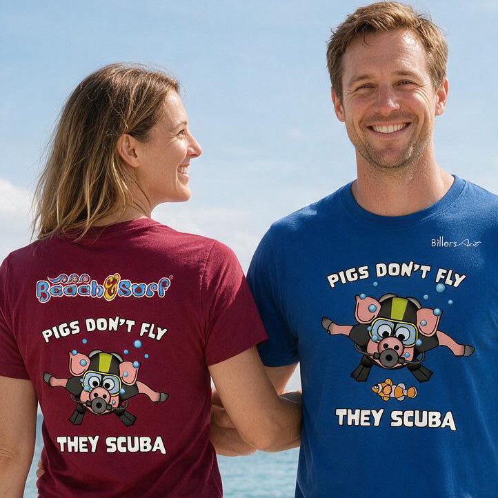 Pigs Don't Fly - Scuba Diving T-Shirt - Beach & Sure Leisure Wear