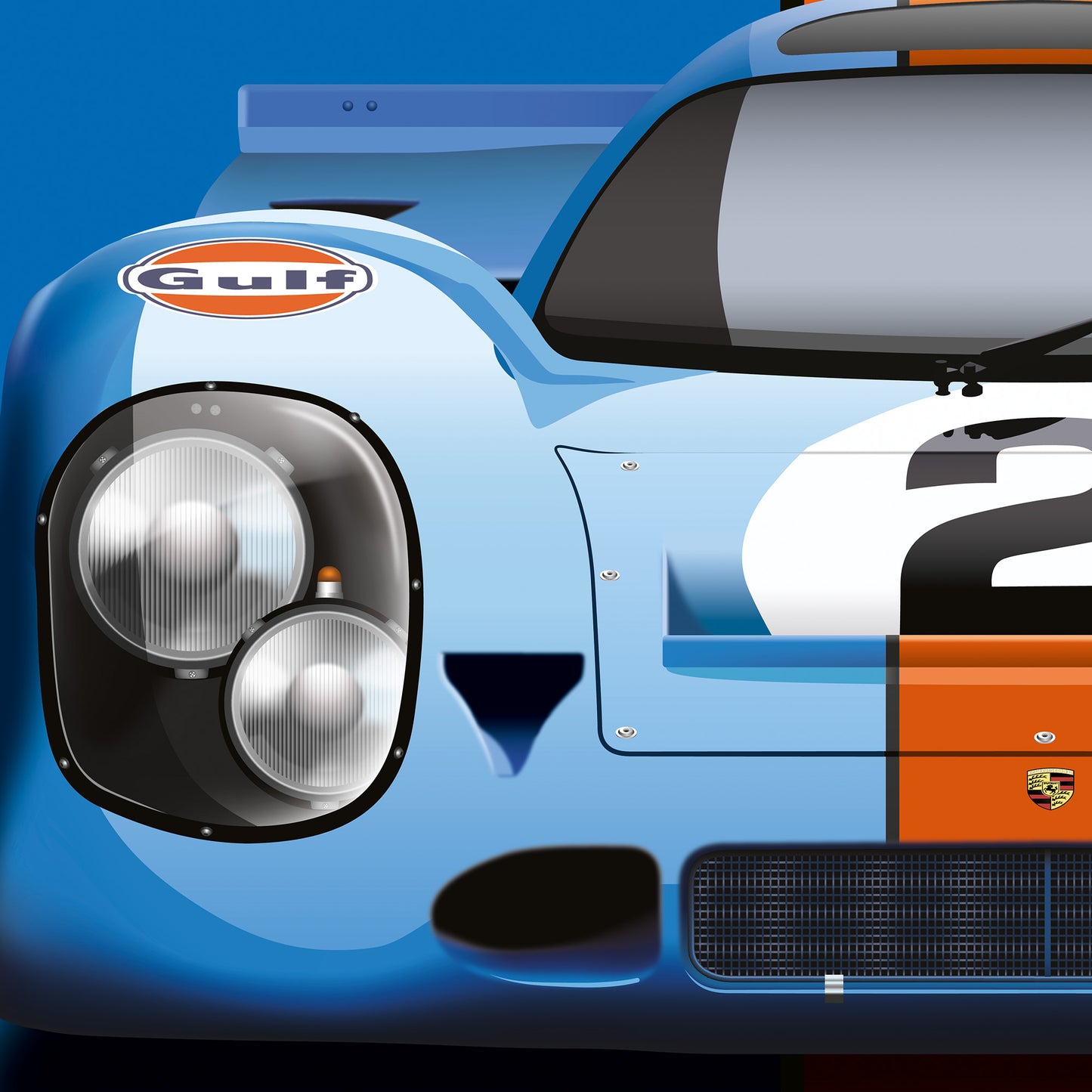 Porsche 917 Endurance Racing Car 3 View Poster Wall Print