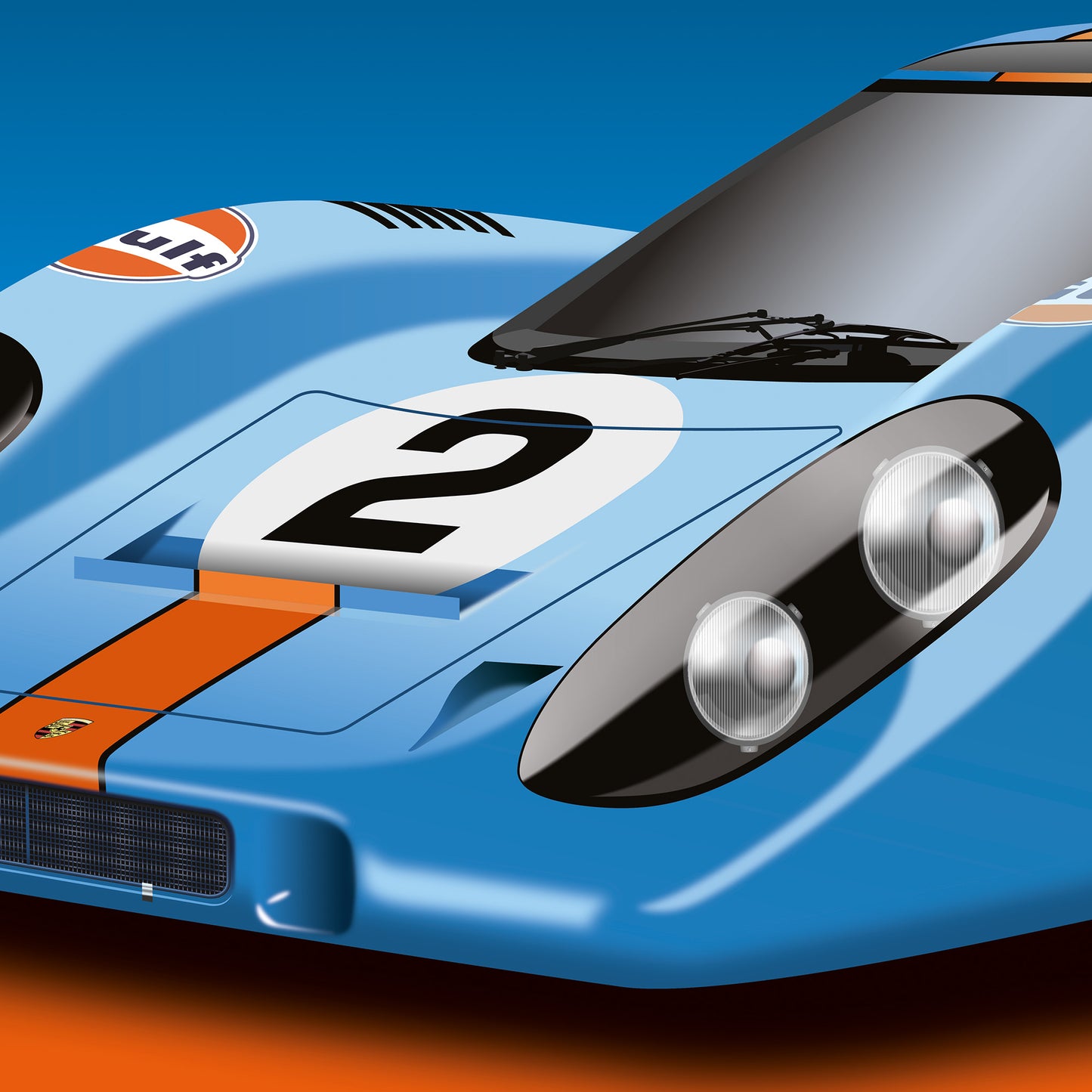 Porsche 917 Endurance Racing Car 3 View Poster Wall Print