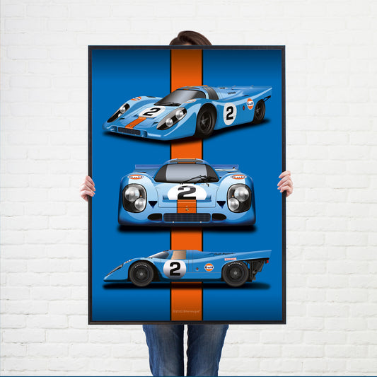 Porsche 917 3-View Poster