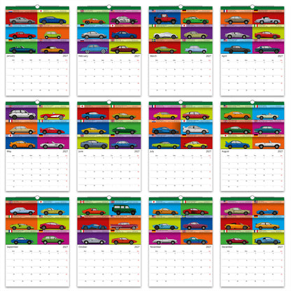 2027 Christmas Calendar of Artistic Classic Cars in profile