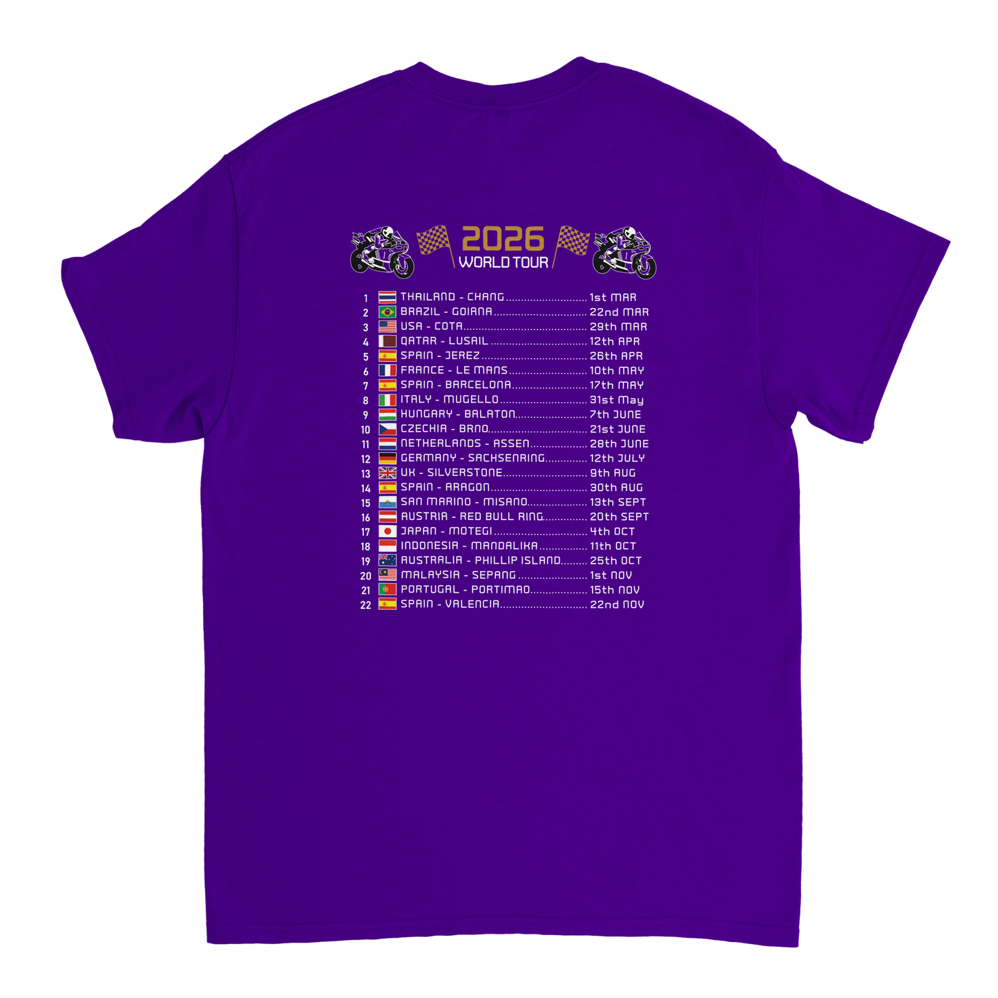 Jack Miller 2026 MotoGP Race Calendar T-Shirt
