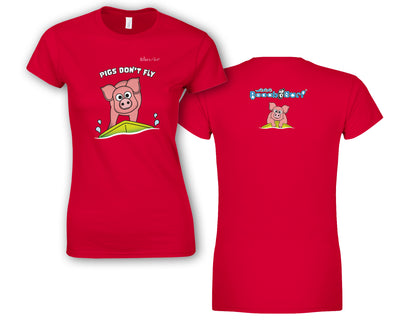Pigs Don't Fly - Surfing - Beach & Sure Leisure Wear Womens' Slim Fit T-Shirt