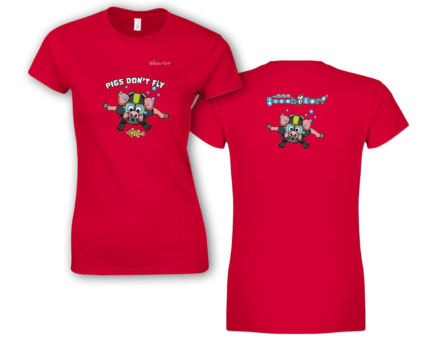 Pigs Don't Fly - Scuba Diving - Beach & Sure Leisure Wear Womens' Slim Fit T-Shirt