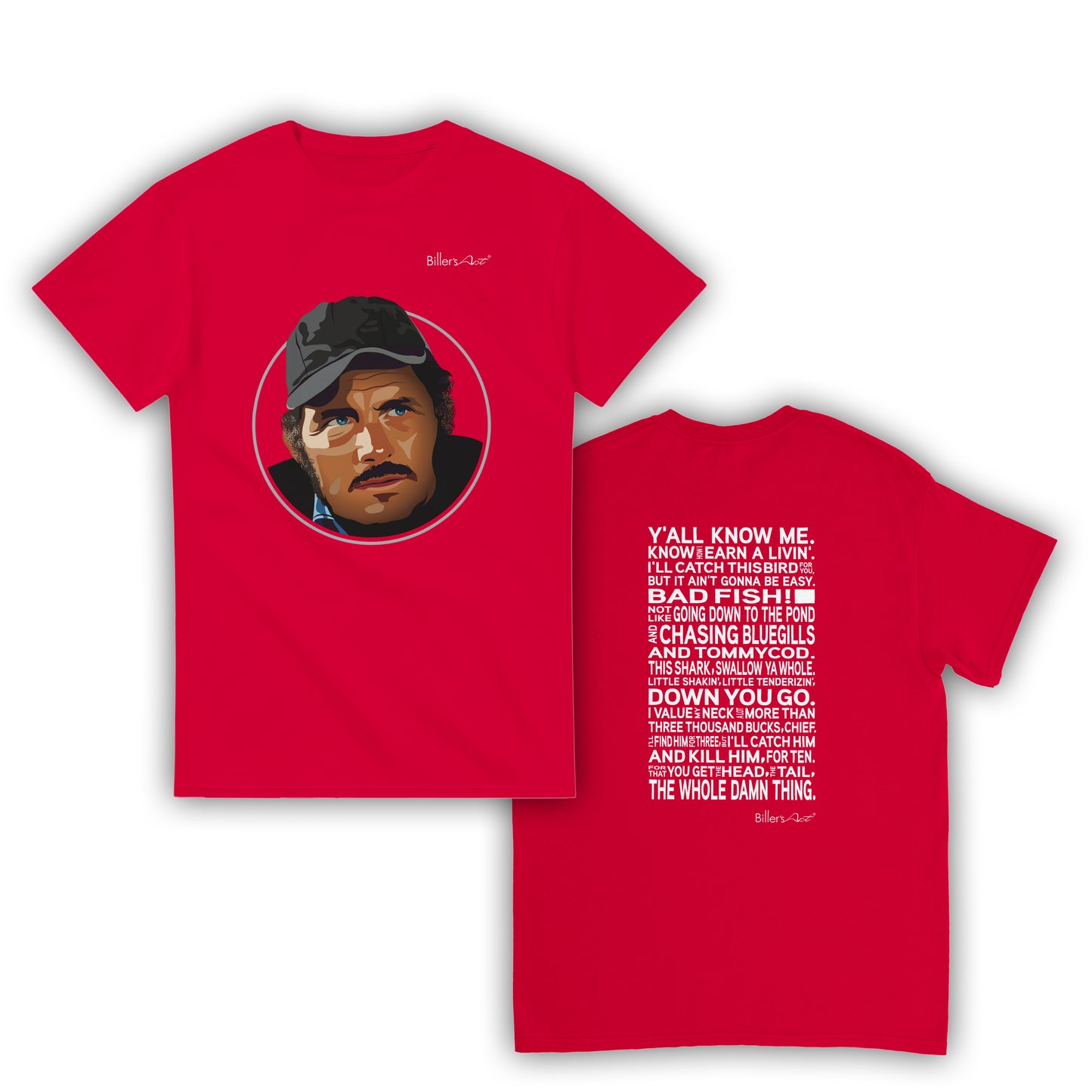 Jaws Movie T Shirt - Sam Quint Quote - T Shirt Film Illustration