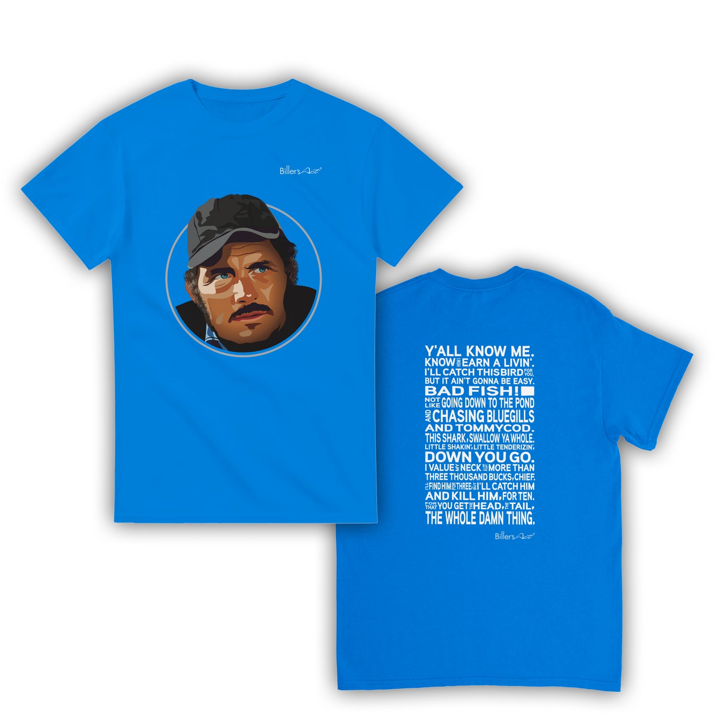 Jaws Movie T Shirt - Sam Quint Quote - T Shirt Film Illustration