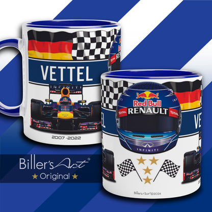 Classic World Champion Sebastian Vettel's Car & Helmet Formula 1 Mug