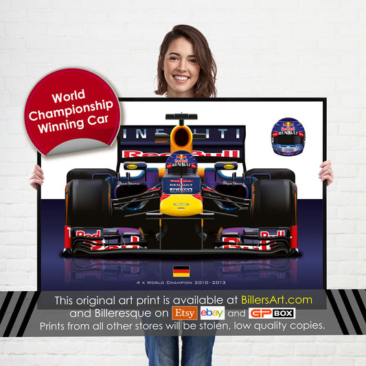 Sebastian Vettel F1 Red Bull 2013 Formula 1 Racing Car Print