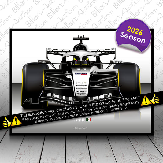 Sergio Perez Formula 1 Cadilac 2026 Racing Car Print