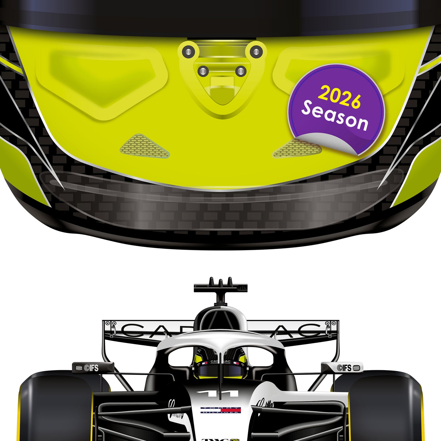 Sergio Perez Formula 1 Racing Helmet 2026 Cadilac Print