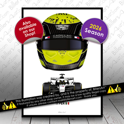 Sergio Perez Formula 1 Cadilac 2026 Racing Car Print