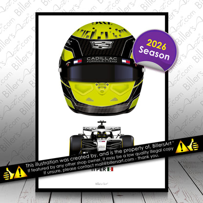 Sergio Perez Formula 1 Racing Helmet 2026 Cadilac Print
