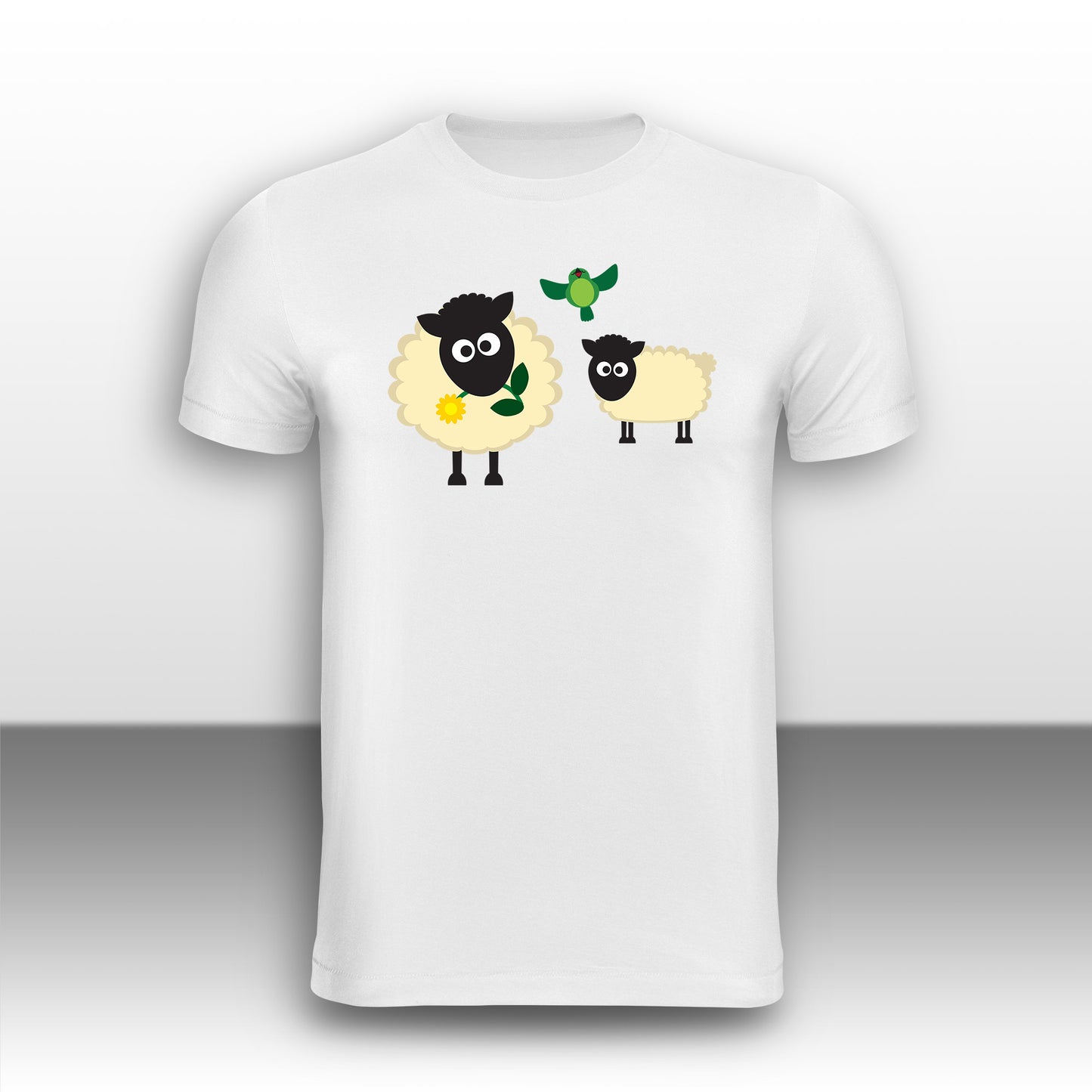 Happy Sheep Adult T-Shirt from the Farm Yard Collection