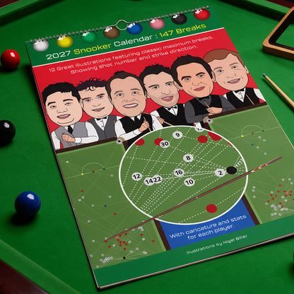2027 Snooker Calendar of Maximum 147 Breaks