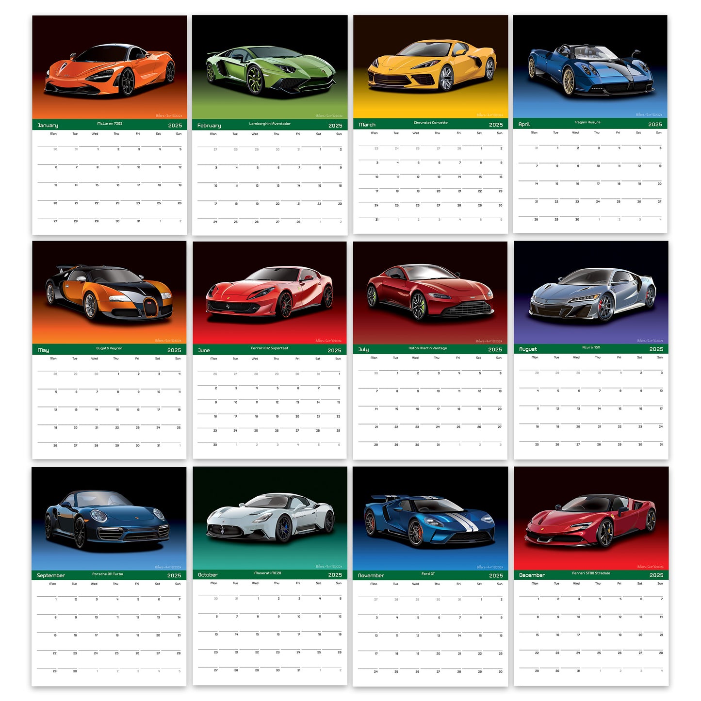 2025 Supercars Calendar - fast cars calendar