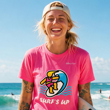 Fun Surf's Up Surfing Girl Emoji t-shirt