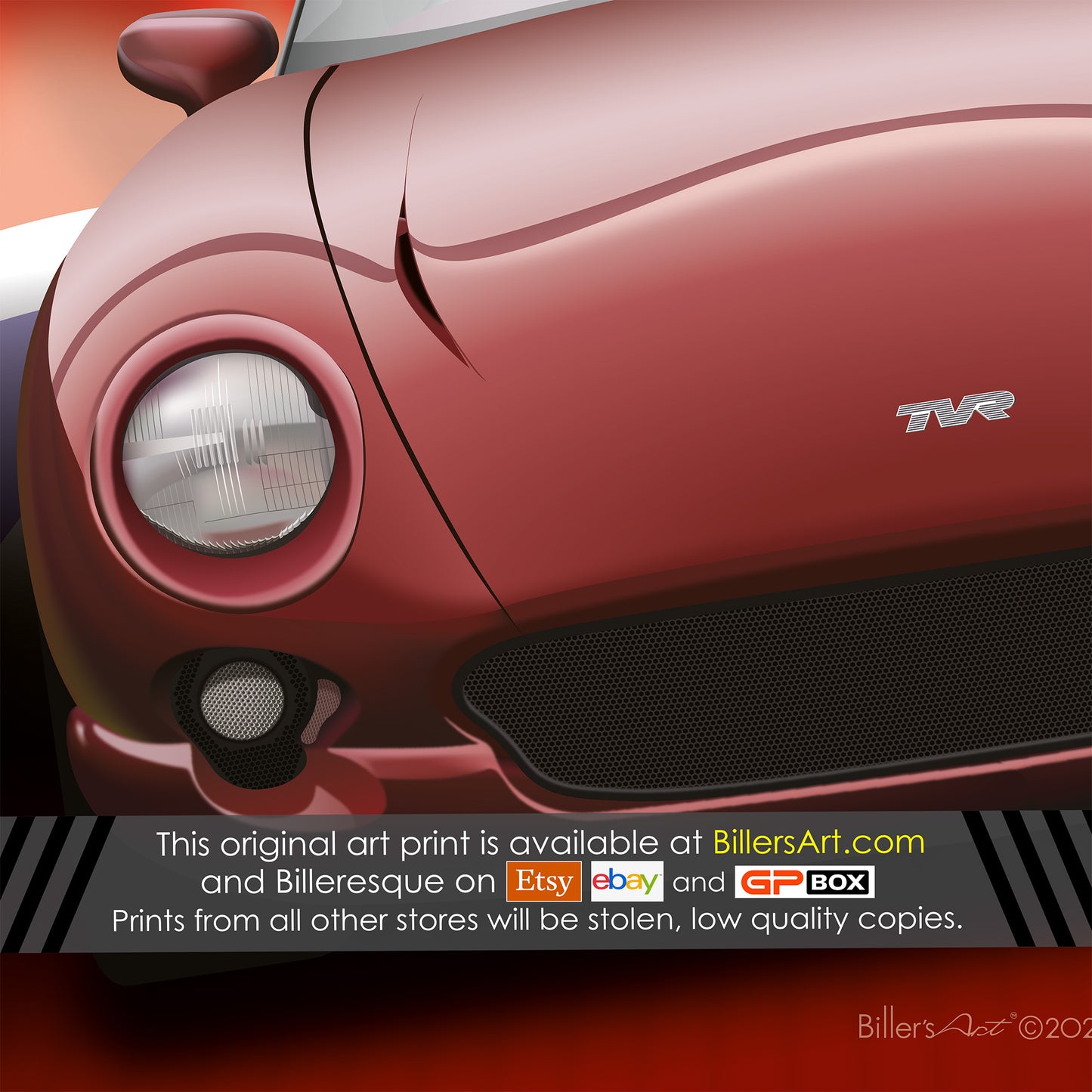 TVR Chimaera Classic Car High Quality Colourful Illustration Poster