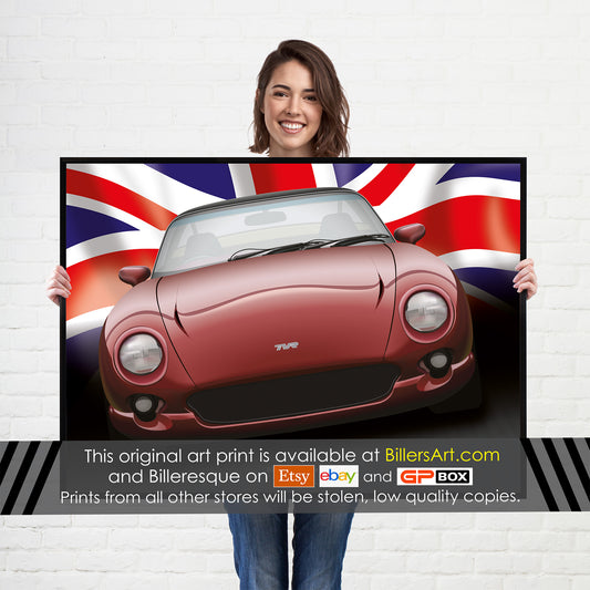 TVR Chimaera Classic Car High Quality Colourful Illustration Poster