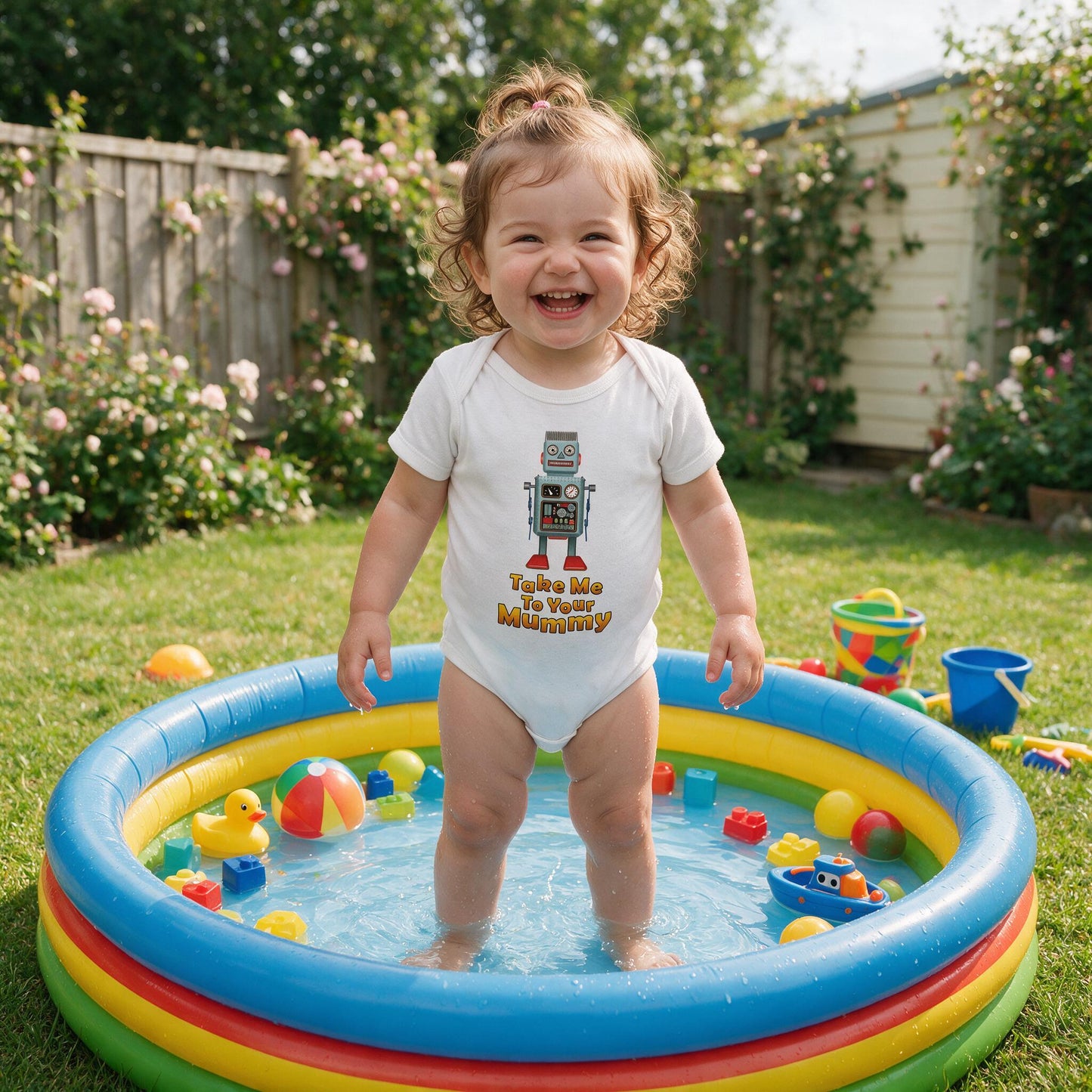 Take Me To Your Mummy Fun Robot Baby Onesie (UK Spelling)