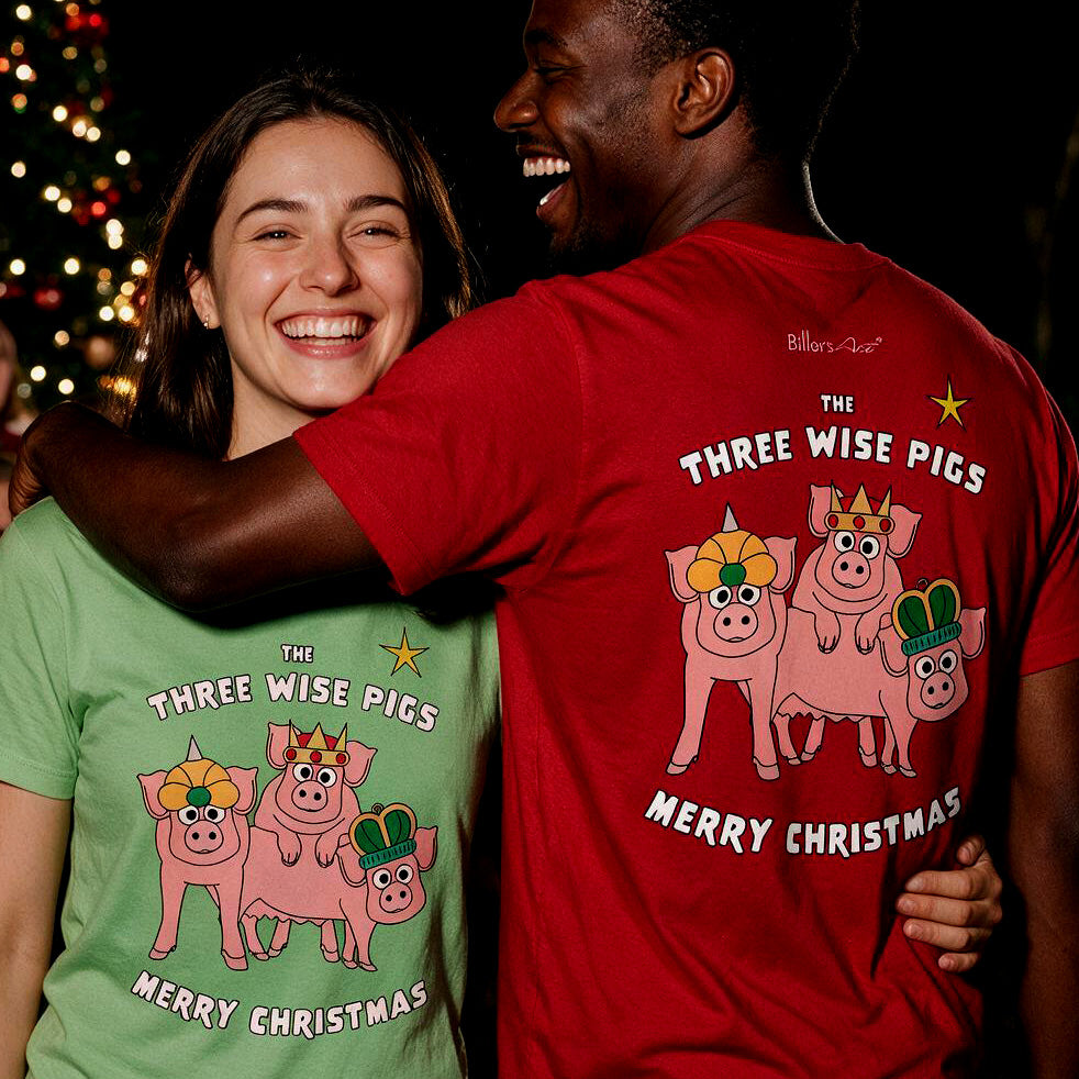 Three Wise Pigs Fun Christmas T-Shirt