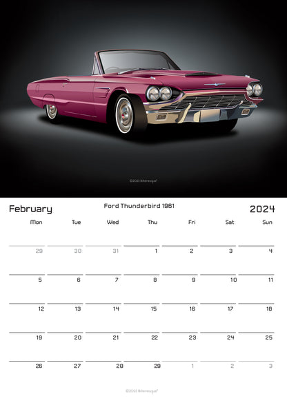 American Muscle Car 2024 Calendar - classic US car calendar