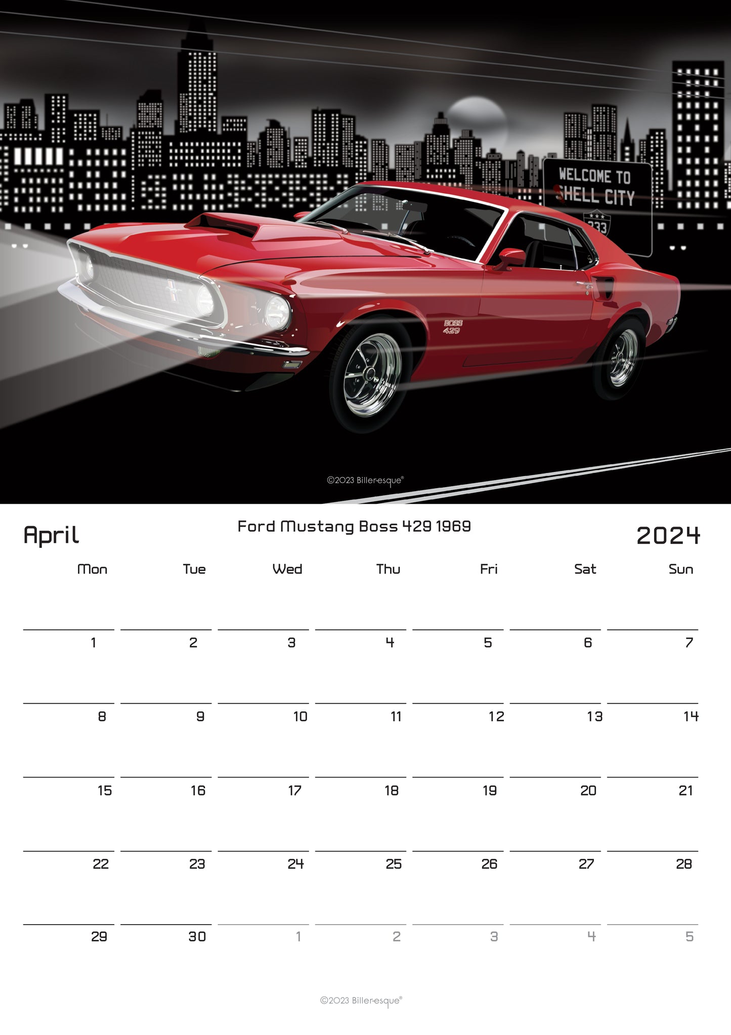 American Muscle Car 2024 Calendar - classic US car calendar