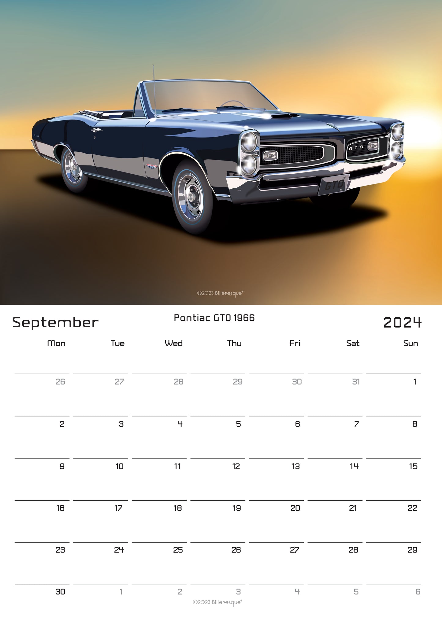 American Muscle Car 2024 Calendar - classic US car calendar