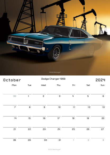 American Muscle Car 2024 Calendar - classic US car calendar