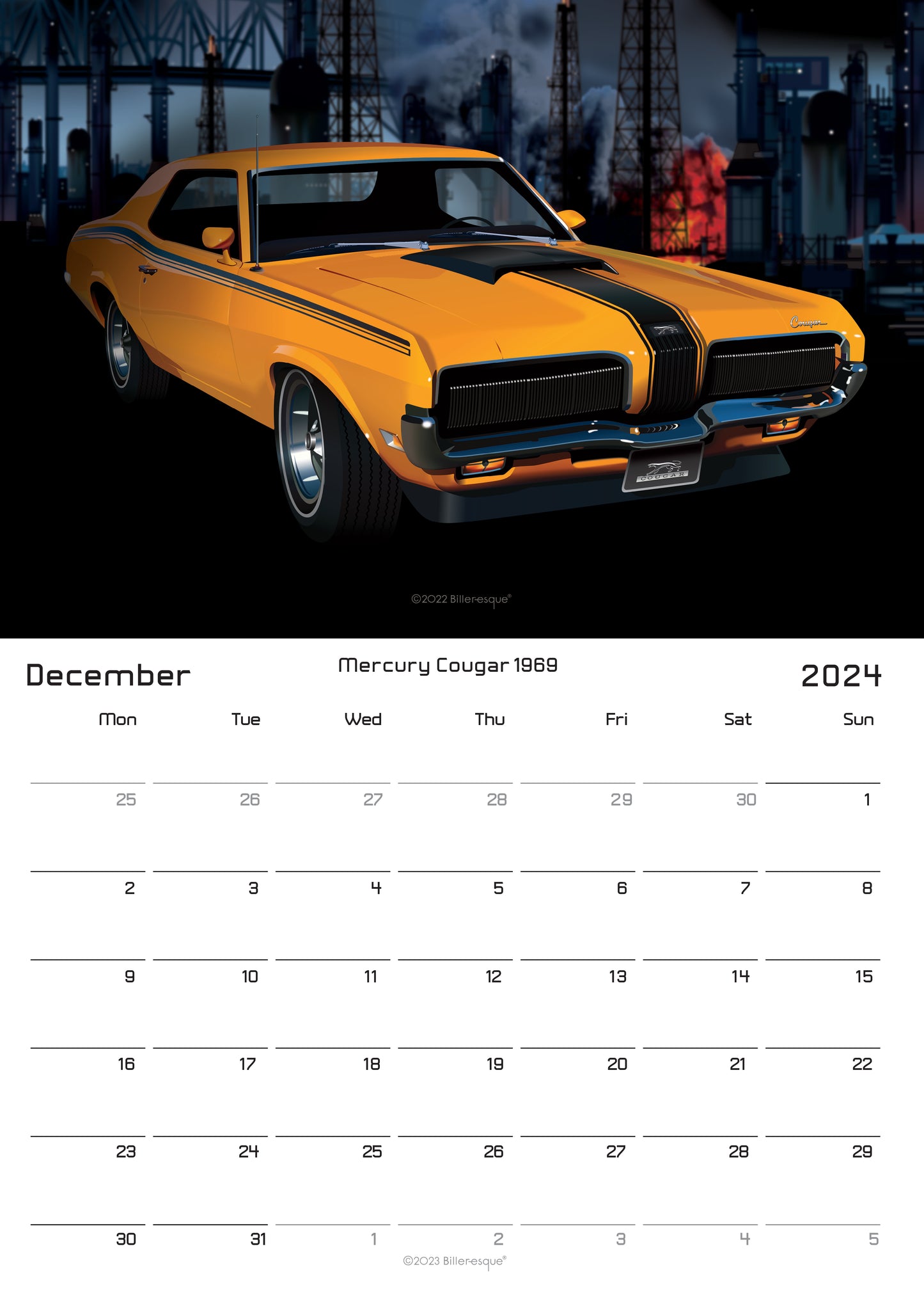 American Muscle Car 2024 Calendar - classic US car calendar