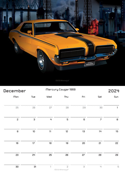 American Muscle Car 2024 Calendar - classic US car calendar