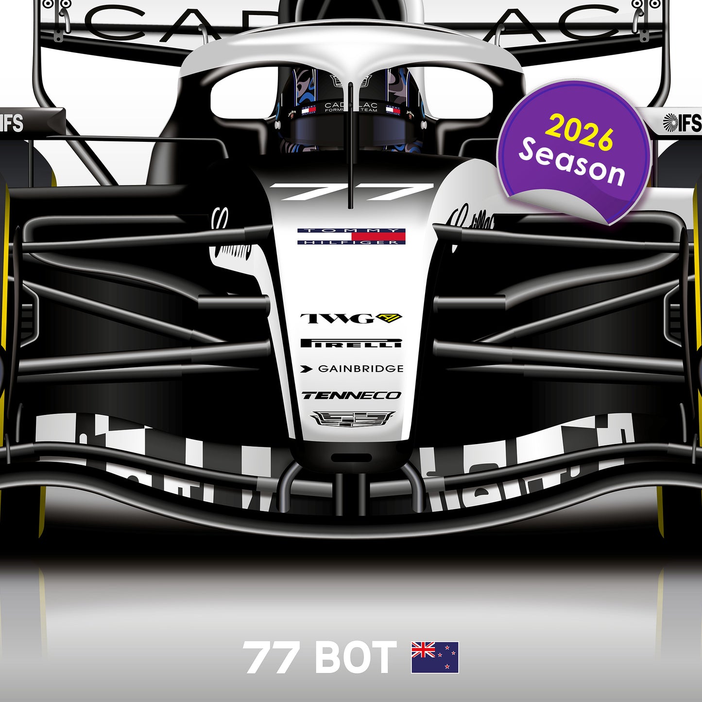 Valtteri Bottas Formula 1 Cadilac 2026 Racing Car Print