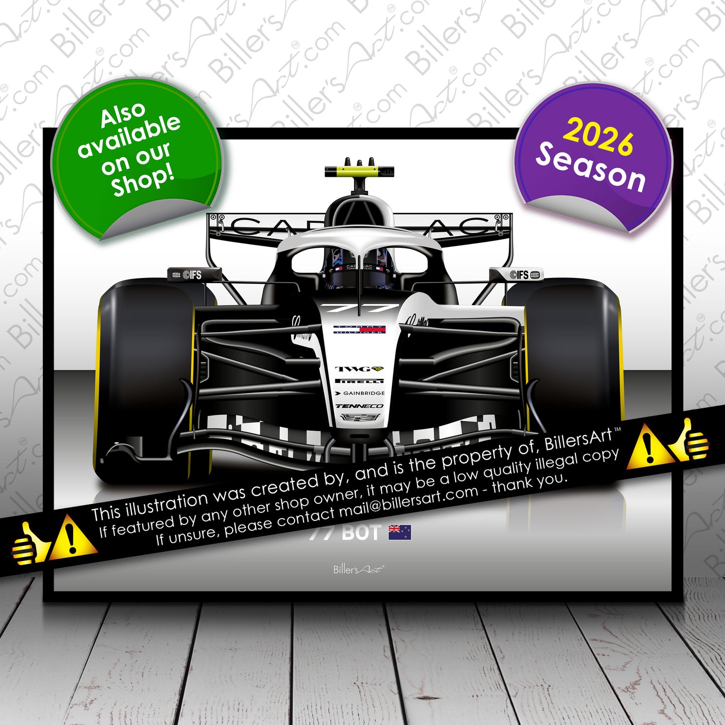 Valtteri Bottas Formula 1 Racing Helmet 2026 Cadilac Print
