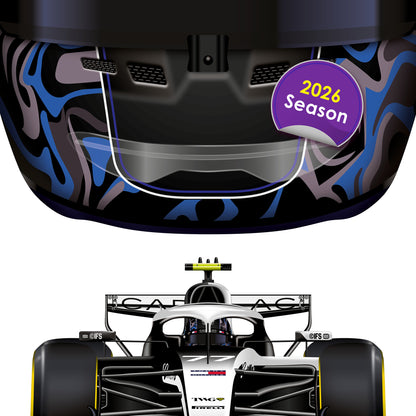 Valtteri Bottas Formula 1 Racing Helmet 2026 Cadilac Print