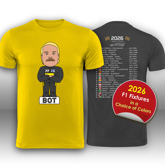Valtteri Bottas 2026 Cartoon Calendar Formula 1 F1 T-Shirt