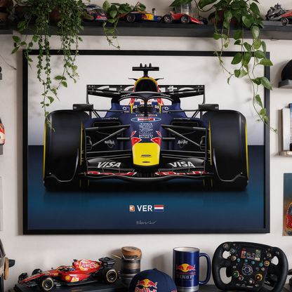 Max Verstappen Formula 1 Red Bull 2026 Racing Car Print in Blue