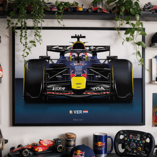 Max Verstappen Formula 1 Red Bull 2026 Racing Car Print in Blue