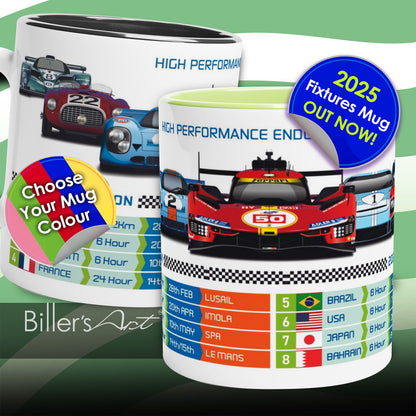 2025 WEC Endurance Racing Fixtures Mug with Country Flags with 7 Cars