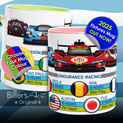 2025 WEC Endurance Racing Fixtures Mug with Country Flags with 5 Cars